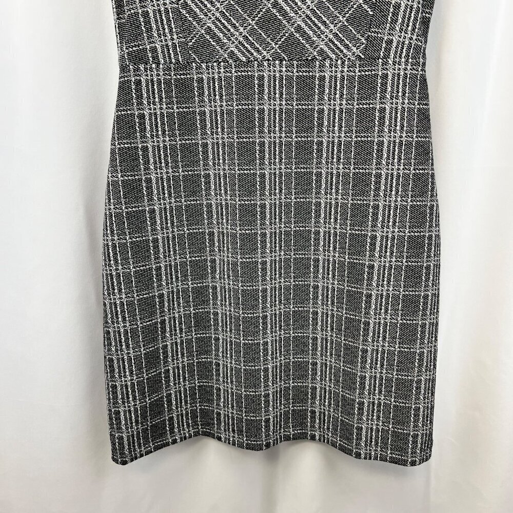 Banana Republic Womens Cap Sleeve Sheath Dress Black/White Plaid Size 8 Zip - Picture 5 of 9